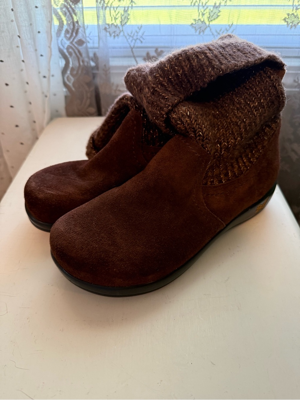 Alegria Brown Suede Winter Cuff Boots